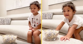 Kylie Jenner's Daughter Whispers 'Patience' While Nailing 'Candy Challenge'