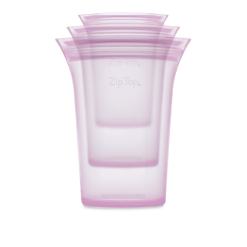 Zip Top Reusable Platinum Silicone Cup Set of 3