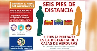 Ventura County Uses Produce Crates on Spanish-Language Poster To Illustrate Social Distancing