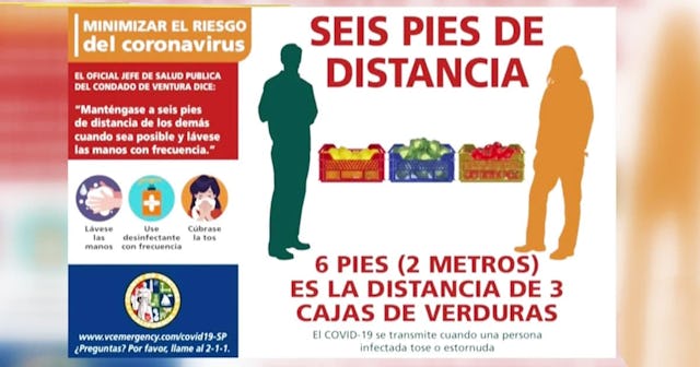 Ventura County Uses Produce Crates on Spanish-Language Poster To Illustrate Social Distancing