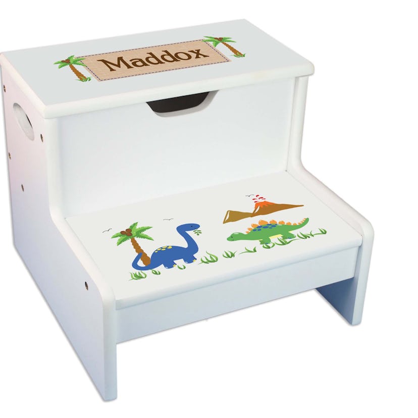 Dinosaur White Storage Step Stool from Walmart