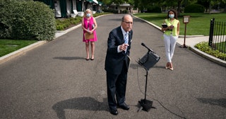 White House Economic Adviser Larry Kudlow Speaks To Reporters At The White House
