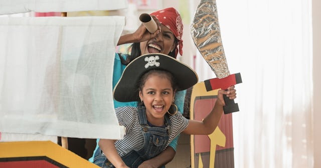 PIRATE JOKES, mom playing with daughter