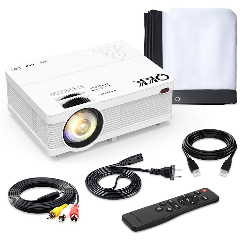 QKK Mini Projector At Home Movie Theater With Included Screen