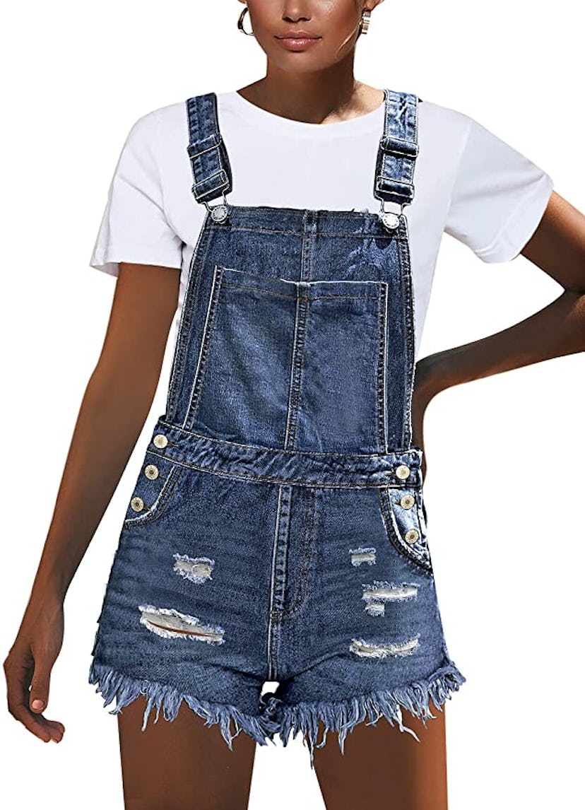 luvamia Women's Ripped Short Overalls For women