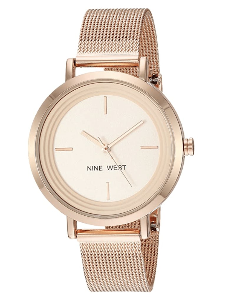 Nine West Women's Gold-Tone Mesh Bracelet Watch