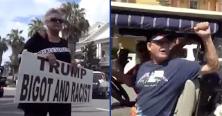 Seniors protest Trump supporters