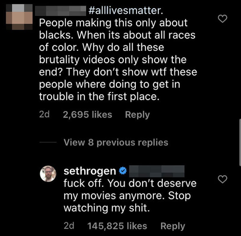 Seth Rogen Is Telling 'All Lives Matter' Commenters To F*ck Off, One By One