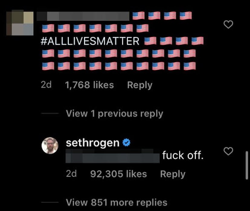 Seth Rogen Is Telling 'All Lives Matter' Commenters To F*ck Off, One By One