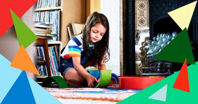 Girl playing in living room