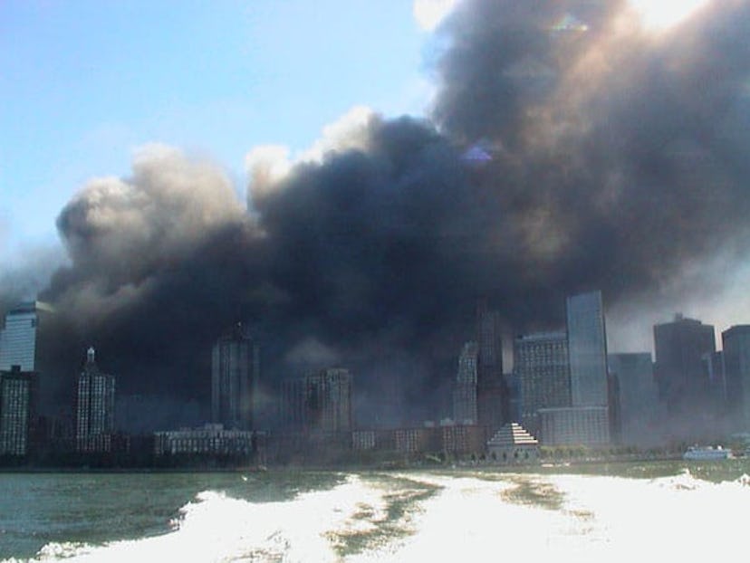 View from a rescue boat after the World Trade Center Towers collapsed