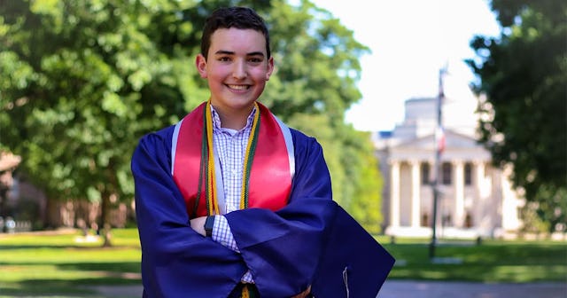 And He's Off ... I Think: son in graduation gown