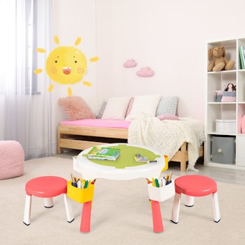 Costway 5-in-1 Kids Folding Activity Table Chair Set w/Storage
