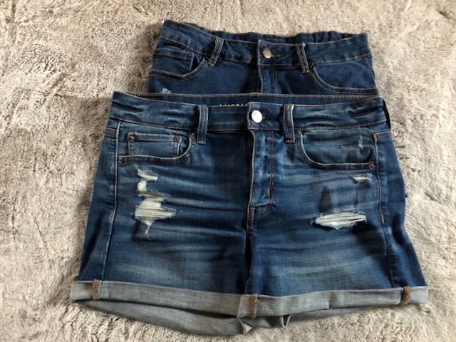 Two pairs of denim shorts
