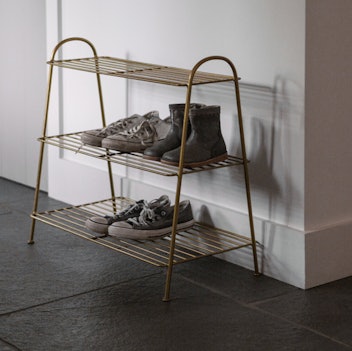 A By AMARA Brass Shoe Rack - 3 Tier