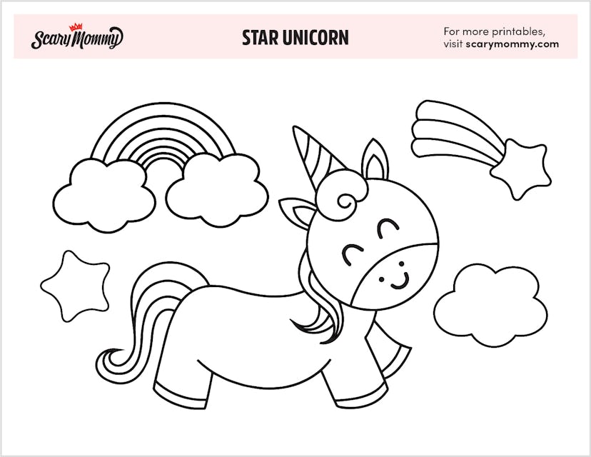 Unicorn Coloring Pages: Star Unicorn