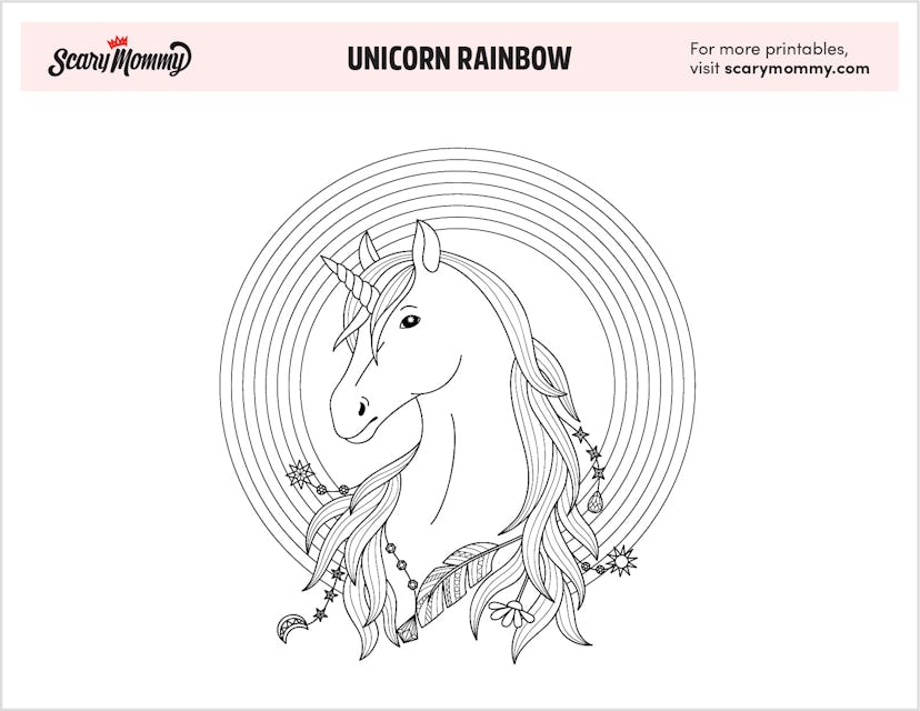 Unicorn Coloring Pages: Unicorn Rainbow 3