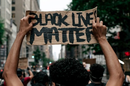 Protesters take to the street during a march against police brutality on June 11, 2020 in New York C...