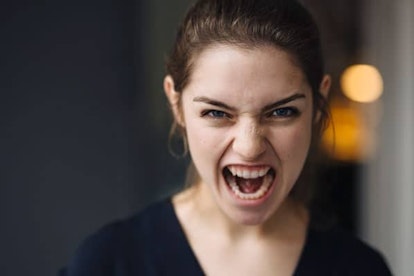Portrait of screaming young woman