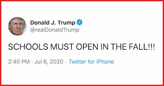 rump Shares His Opinion About Schools Opening In Fall That No One Asked For