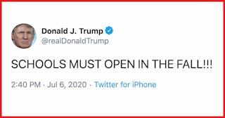 rump Shares His Opinion About Schools Opening In Fall That No One Asked For