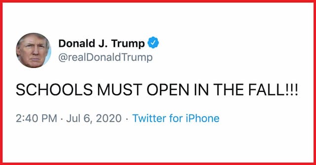 rump Shares His Opinion About Schools Opening In Fall That No One Asked For