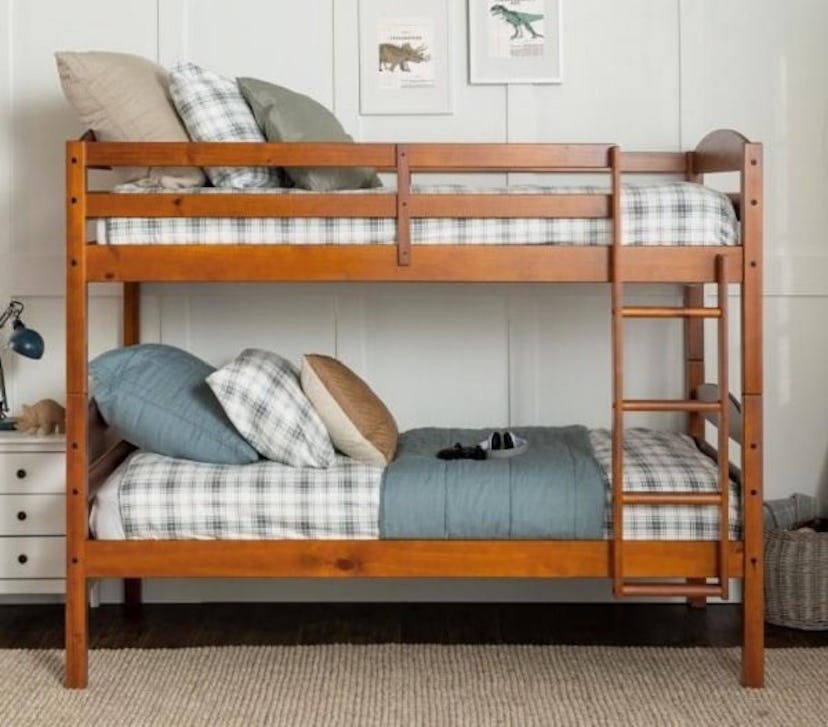 Walker Edison Traditional Solid Wood Convertible Bunk Beds for Kids