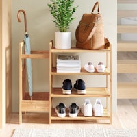 Dotted Line Bamboo Entryway 8 Pair Shoe Rack