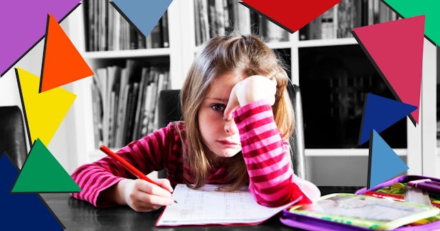 Frustrated girl doing homework