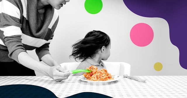 Girl refusing to eat spaghetti