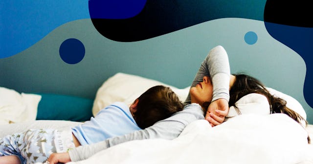 Toddler and mother napping