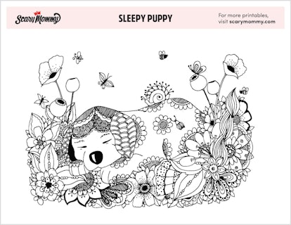 Puppy Coloring Pages: Sleepy Puppy