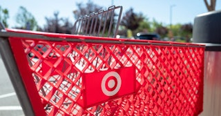 Logo for retail store Target is visible on shopping cart