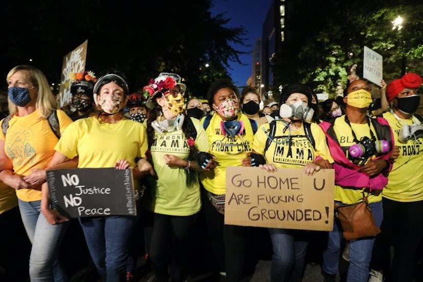 Wall of Moms Portland protest July 24