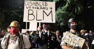 Wall of Vets Portland protest July 24