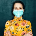 Woman wearing protective face mask during COVID-19 pandemic