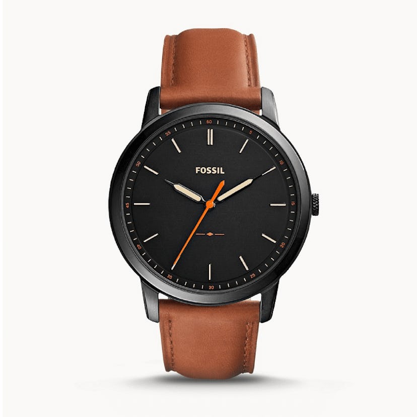The Minimalist Slim Three-Hand Light Brown Leather Watch watch