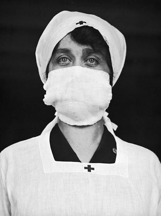 The use of a facemask by Red Cross personnel in the United States helps decrease the spread of the d...