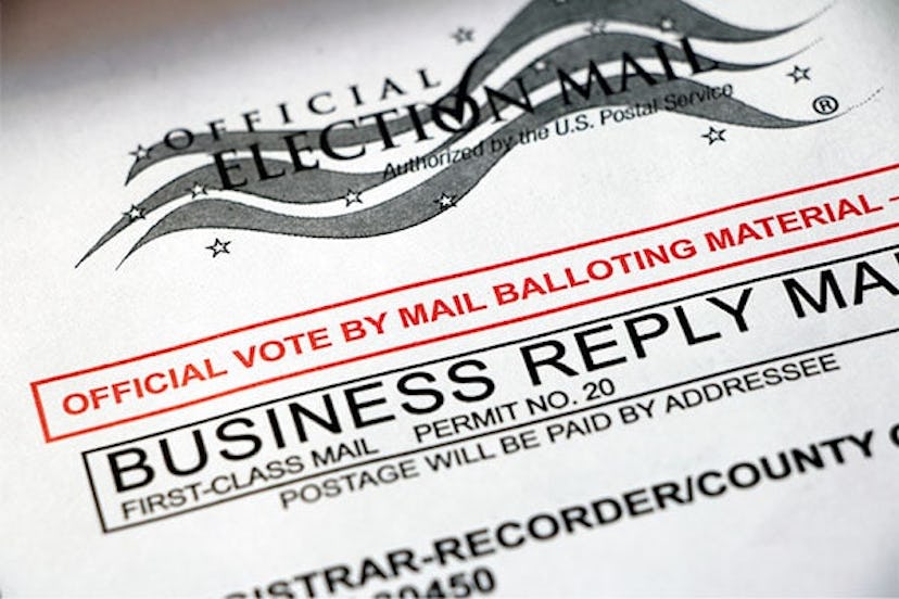 How To Vote By Absentee Ballot: Closeup of Vote by Mail envelope