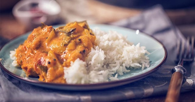 Delicous Homemade Chicken Curry Dish with Rice