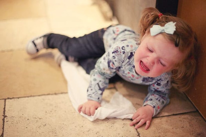 Toddler tantrum on floor