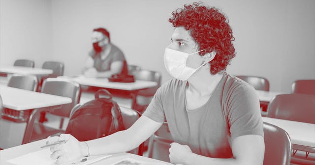 student at school wearing N95 Face masks