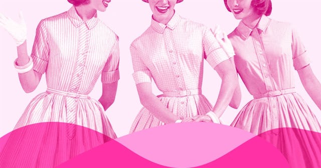 Three Woman Wearing Pastel Colored Dresses