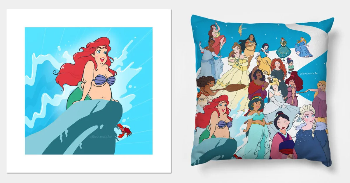 Bodybuing Disney Princess Body Positive Artist Reimagines Disney Princesses With Realistic Shapes ...