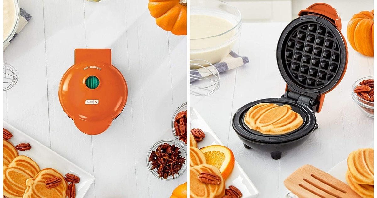 Dash Mini Pumpkin Waffle Maker, Orange