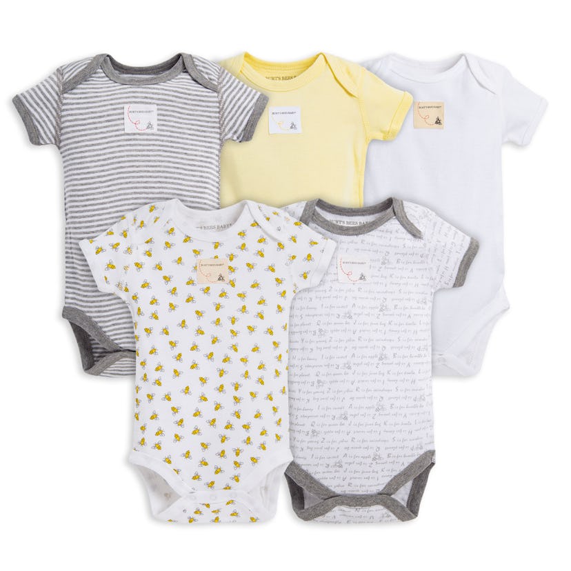 Burt's Bees Baby Bee Essentials Organic Baby Bodysuits- 5 Pack, Preemie Sized