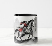 Mulan Riding Black Wind Watercolor Mug