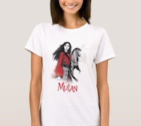 Mulan and Black Wind Faded Watercolor Portrait T-Shirt