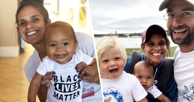 Leah Olson with her husband and sons