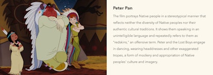 Disney+ Content Advisory Warning Peter Pan